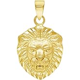 Jewelry America 14k Yellow Gold Mini Lion Head Charm Animal Pendant
