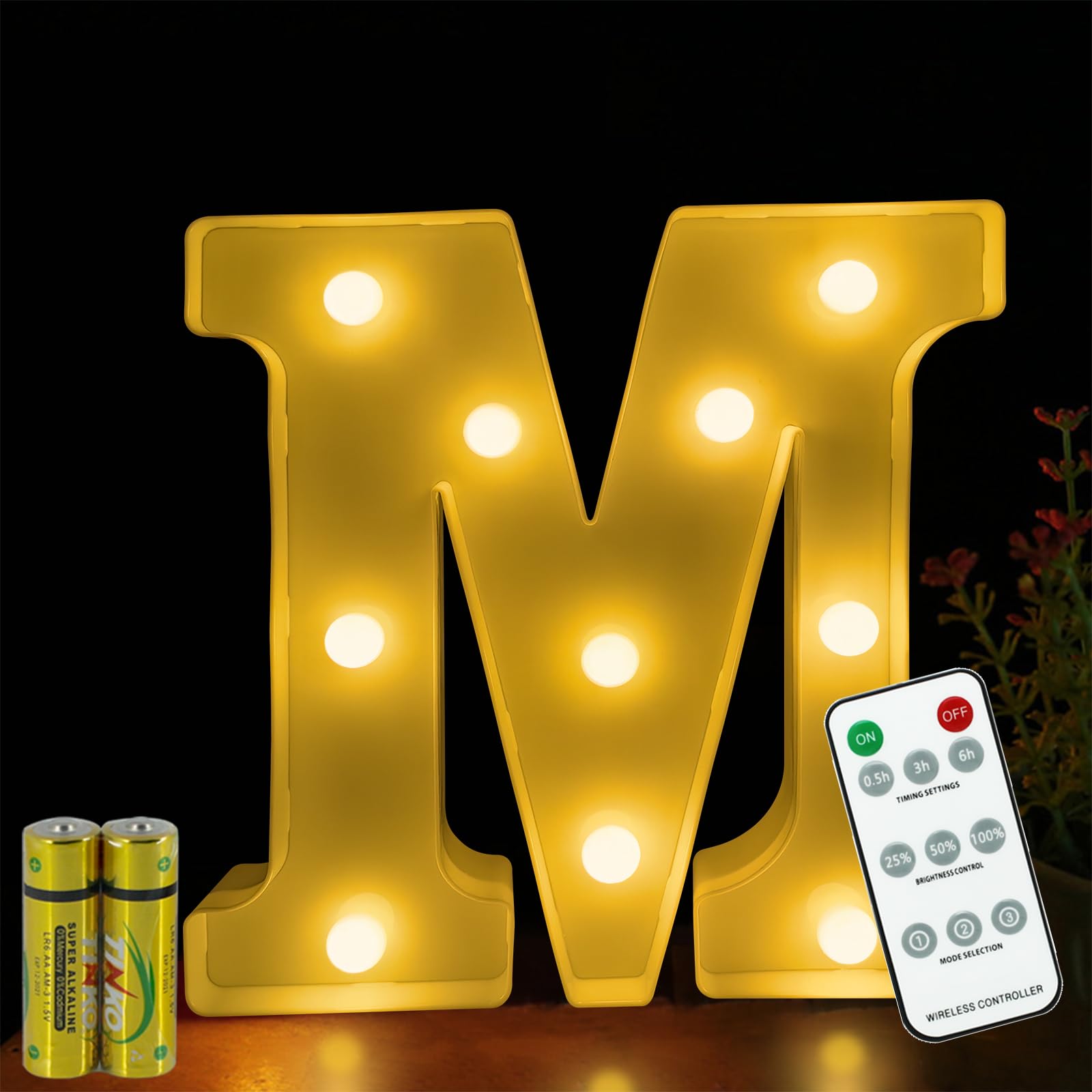 HONPHIER® Letter Lights Decorative LED Alphabet Lights Remote Control Marquee Decoration Light Up Sign Battery Operated for Birthday Party Wedding Receptions Holiday Bar Home Bedroom Bath Decor (M)