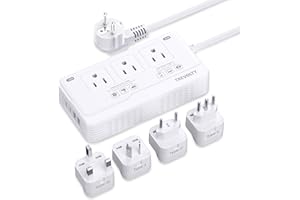 TREVOLTY 2000W Voltage Converter US to Europe, 220V to 110V Converter for European Travel, Power Adapter for Hair Dryer, European Travel Plug Adapter with 3 AC 2 USBC 2 USBA Ports & EU/UK/AU/IT Plugs (White)