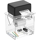 Movetility Label Roll Holder for Rolls and Fanfold Labels, Acylic Label Holder for Thermal Printer, Desktop Thermal Printer Stand Sticker Roll Holder for Home, Office, Work
