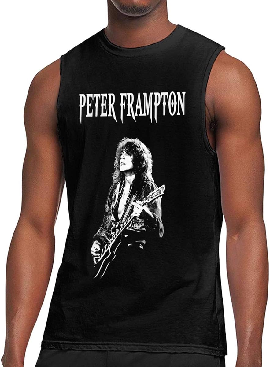 DonTEmerson Peter Frampton T Shirts Men's Cotton T Shirts Sleeveless Round Neck Tank Top T Shirt 