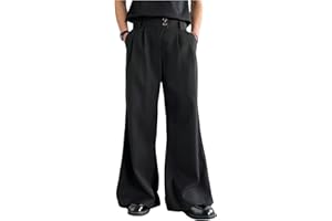 OYOANGLE Men's Wide Leg Suit Pants Pleated Business Casual Baggy Dress Trousers with Pockets
