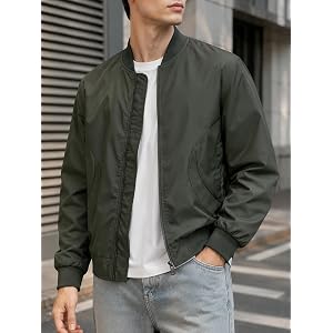 Men's Vintage Bomber Jacket, Lightweight Zip Up Flight Jacket for Spring Fall, Casual Coat