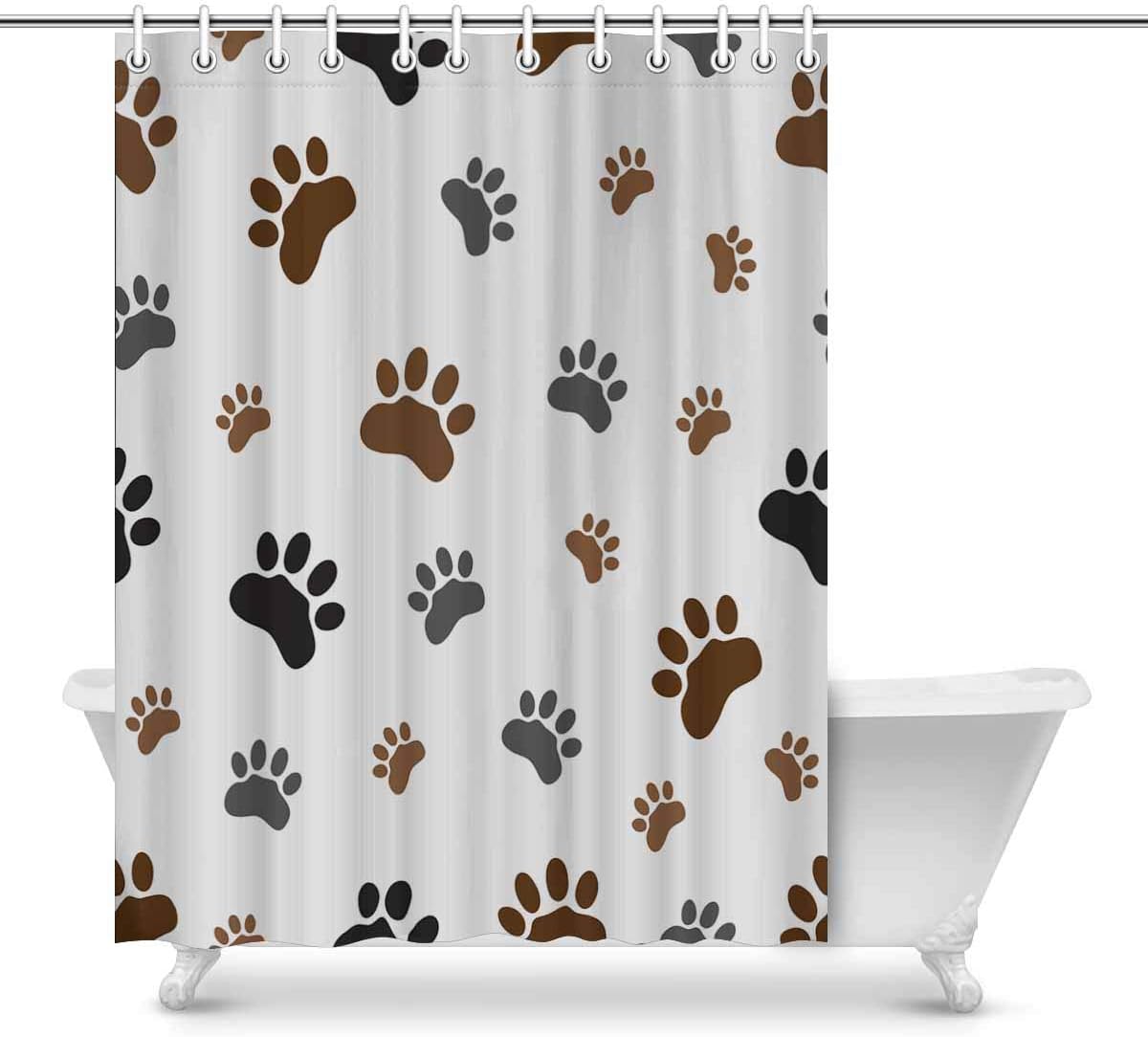 Amazon Com Interestprint Novelty Shower Curtain Bathroom Sets Animal Paw Footprint Funny Fabric Home Bath Decor 84 X 69 Inches Home Kitchen