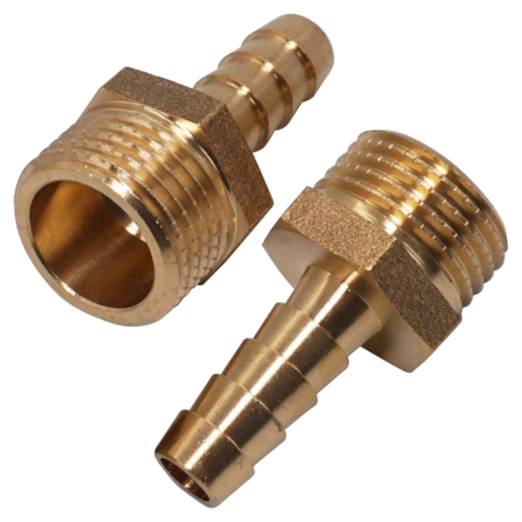 SKIR'CO 2 pcs Male Thread Barb Brass Fitting 1/2" x 10 mm, Hose Barbed Adapter, Hose Tail Connector, BSP Thread