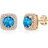 Austrian Crystal Cushion Cut Halo Stud Earrings for Women Fashion 925 Sterling Silver Hypoallergenic Jewelry
