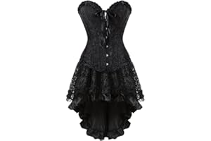 Kranchungel Steampunk Corset Skirt Renaissance Corset Dress for Women Gothic Burlesque Corsets Costumes