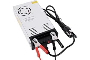 GESD High-Power SMPS 110V/220V AC to 12V DC Converter - 50A 600W Power Supply - Adjustable Switch Transformer for LED Strip, LCD Monitor CCTV, Radio/Car Stereos, 3D Printer - includes 2 Clamp Wires