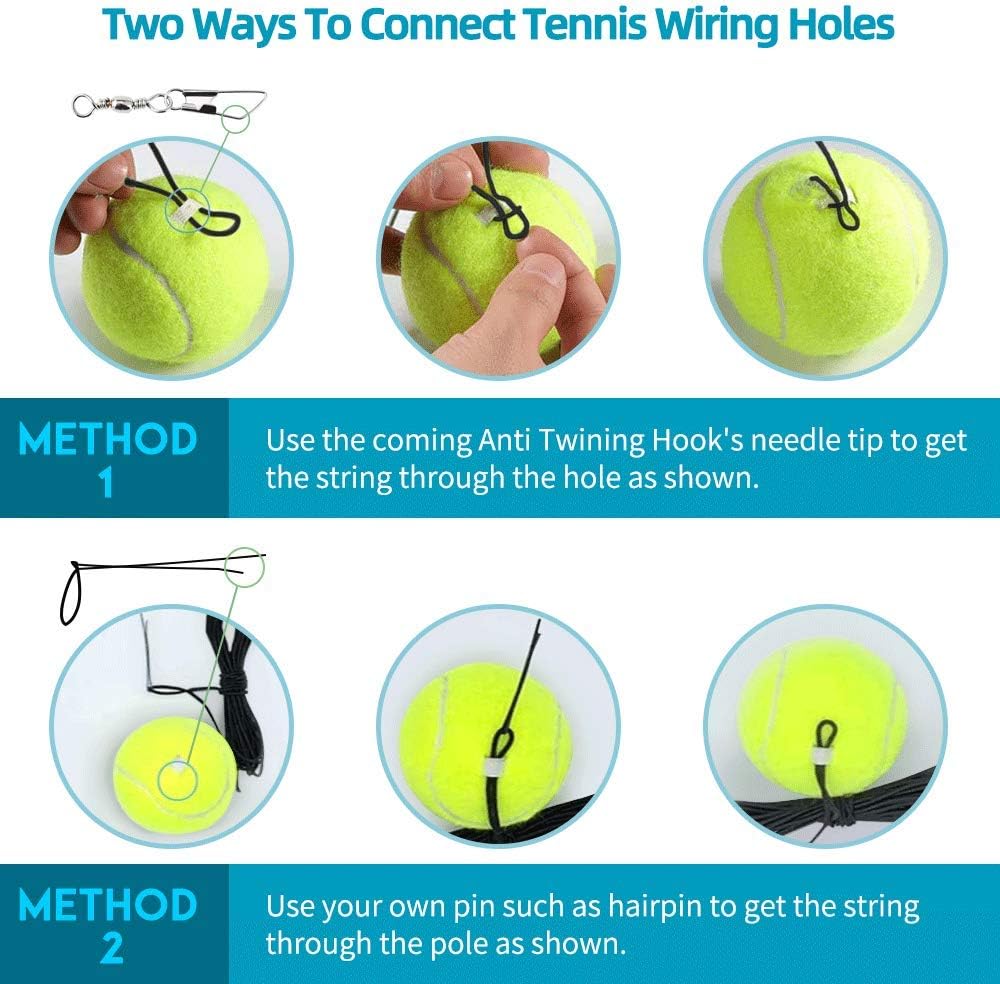 SIEBIRD Tennis Trainer Rebound Ball - Solo Tennis Self-Study Practice Trainer Gear - Complete Tennis Rebounder Tennis Training Equipment Kit with 2 Elastic Ropes & 2 Balls, 1 Trainer Base : Sports & Outdoors