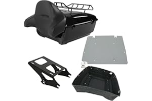 PEGSTREAMLINER Gloss Black King Tour Luggage Trunk Backrest w/Mount Rack Plate Fit for Harley Touring Road Glide Road King Road Glide Street Glide Electra Glide CVO Models 2014-2025