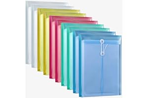 YoeeJob Poly Envelopes with Button String Snap Closure Top Opening Letter Size Assorted Color,10 Per Pack