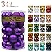 KI Store Purple Christmas Balls 34pcs 2.36-Inch Christmas Tree Decoration Ornaments for Halloween Xmas Tree Holiday Wreath Garland Decor Ornaments Hooks Included