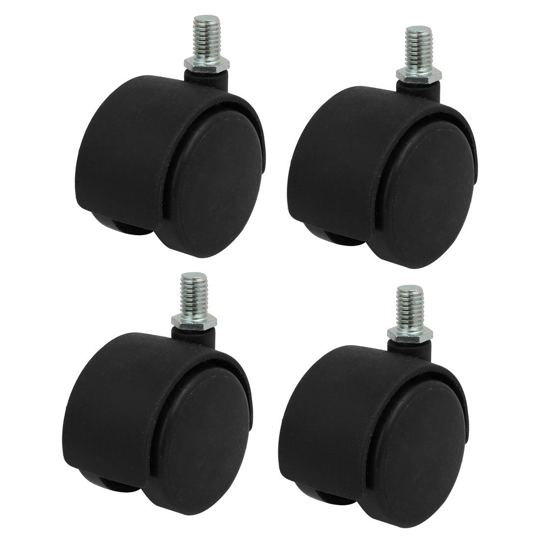 Sourcingmap M10 Thread 2-inch Diameter Nylon Wheel Rotary Caster Roller Black 4pcs