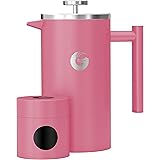 Coffee Gator French Press Coffee Maker- Insulated, Stainless Steel Manual Coffee Makers For Home, Camping w/ Travel Canister-