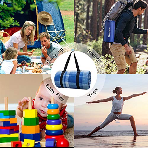 BNHNOONE Outdoor Picnic Blanket, Extra Large Picnic Blanket 80"x80" with Backpack for Family, Portable Waterproof Picnic Outdoor Blanket Picnic Mat for Camping Hiking Travelling - Thumbnail 5