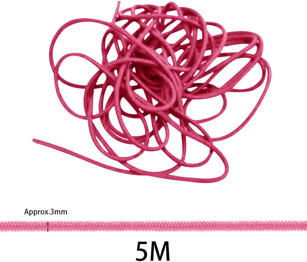 3mm Elastic Stretch Cord 11 Colours DIY Elastic Band Homemade Mask Rope Elastic Band for Sewing DIY, Mask,Cuff (5M)