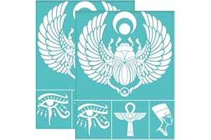 OLYCRAFT 8.6x11 inch 2pcs Egyptian Icon Silk Screen Printing Stencils Beetle Self-Adhesive Silk Screen Stencils Scarab Screen Stencils Reusable Mesh Transfers for Painting on Wood T-Shirts Bags