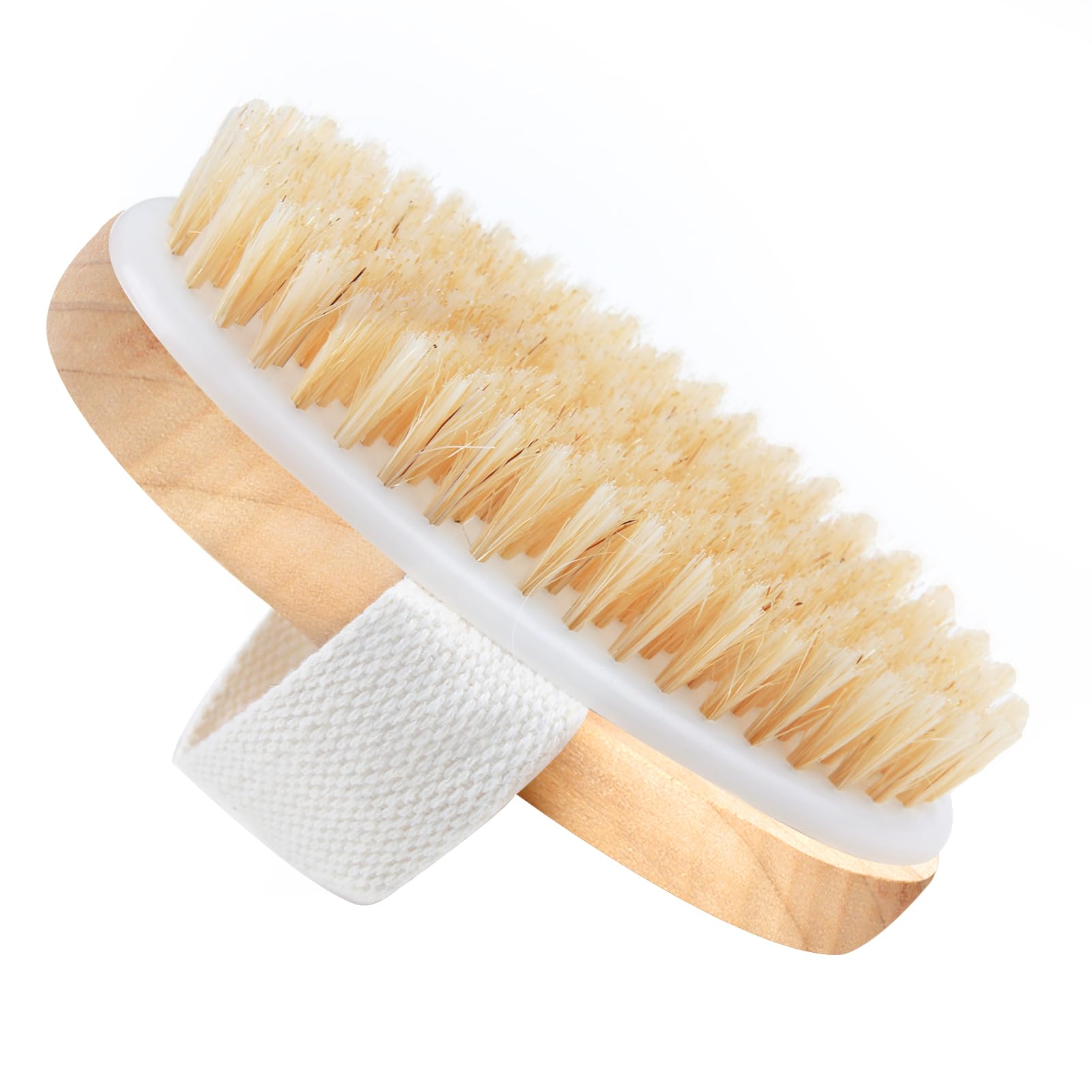 Dry Brushing Body Brush Exfoliating Brush, Natural Bristle Bath Brush, for Removing Dead Skin, Enhancing Cellulite Reduction, Stimulating Blood Circulation Lymphatic Drainage, Ergonomic Wooden Handle