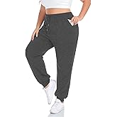 COOTRY Plus Size Sweatpants for Women Loose Elastic Waist Drawstring Joggers Workout Lounge Pants With Pockets