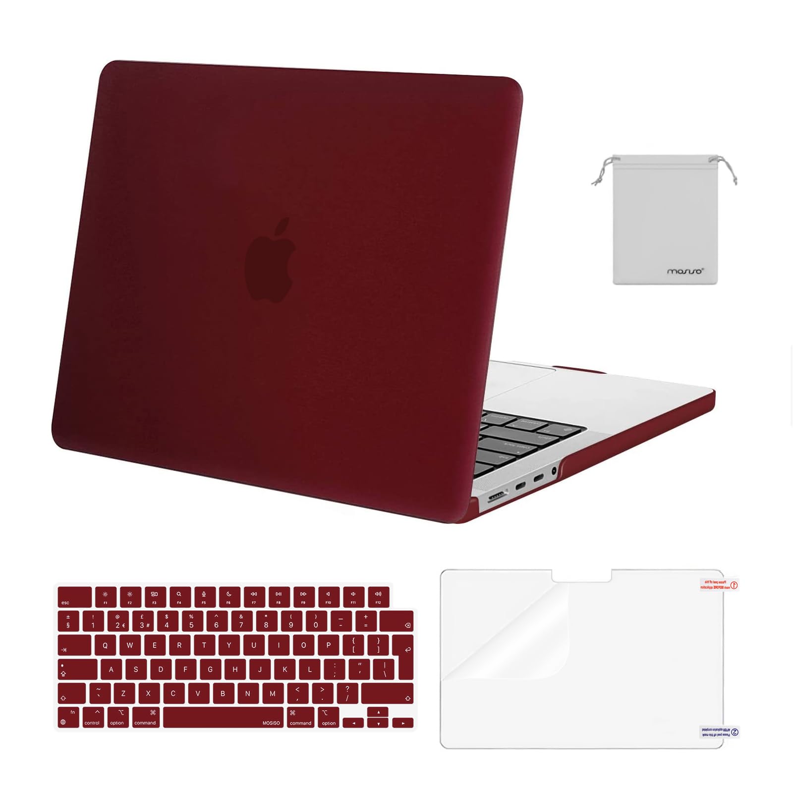 MOSISO Compatible with MacBook Pro 14 inch Case 2026-2021 M5 M4 M3 M2 M1 A3434 A3112 A3185 A3401 A2918 A2992 A2779 A2442, Hard Shell Cover &Keyboard Skin &Screen Protector &Pouch, Marsala Red