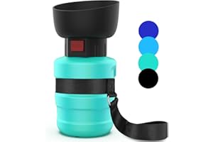 SwSun Portable Dog Water Bottle with a Foldable Bowl 2-in-1 Design, Leak-Proof Dog Water Bowl Dispenser Suitable for Outdoor Dog Walking, Hiking, and Traveling. BPA Free, 14oz Light Blue