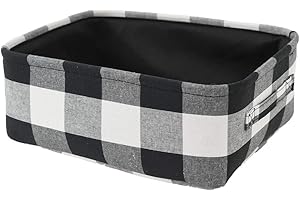 INough Christmas Buffalo Plaid Storage Basket Low Gifts Baskets Christmas Basket for Kids Collapsible Toy Basket Farmhouse Decor Christmas Gifts Toy Box for Baby/Office/Bedroom