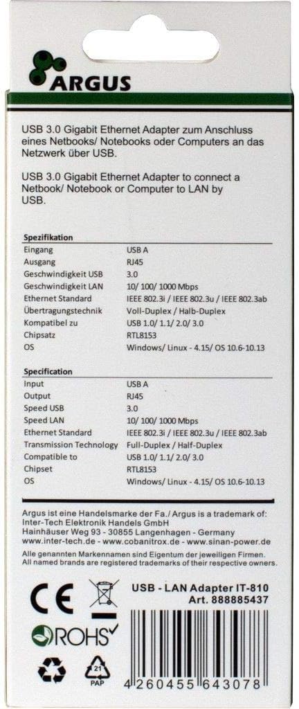 Inter-Tech 88885437 LAN Adaptor Argus IT-810, Black - Image 4