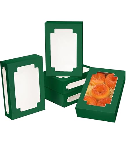 Kraft Paper Bakery Boxes 30-Pack With Window - Christmas Pastry Boxes For Cookies, Macarons, Muffins (8.3x5.9x2.75 In)