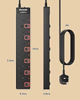 DEWENWILS 6 Way Surge Protected Extension Lead 3M 13A 6 Gang White view 7