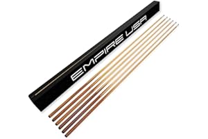 Empire USA Set of 6 Pool Cues – 57” One-Piece Hardwood 4-Prong House Bar Billiard Cue Sticks with 13mm Leather Tips