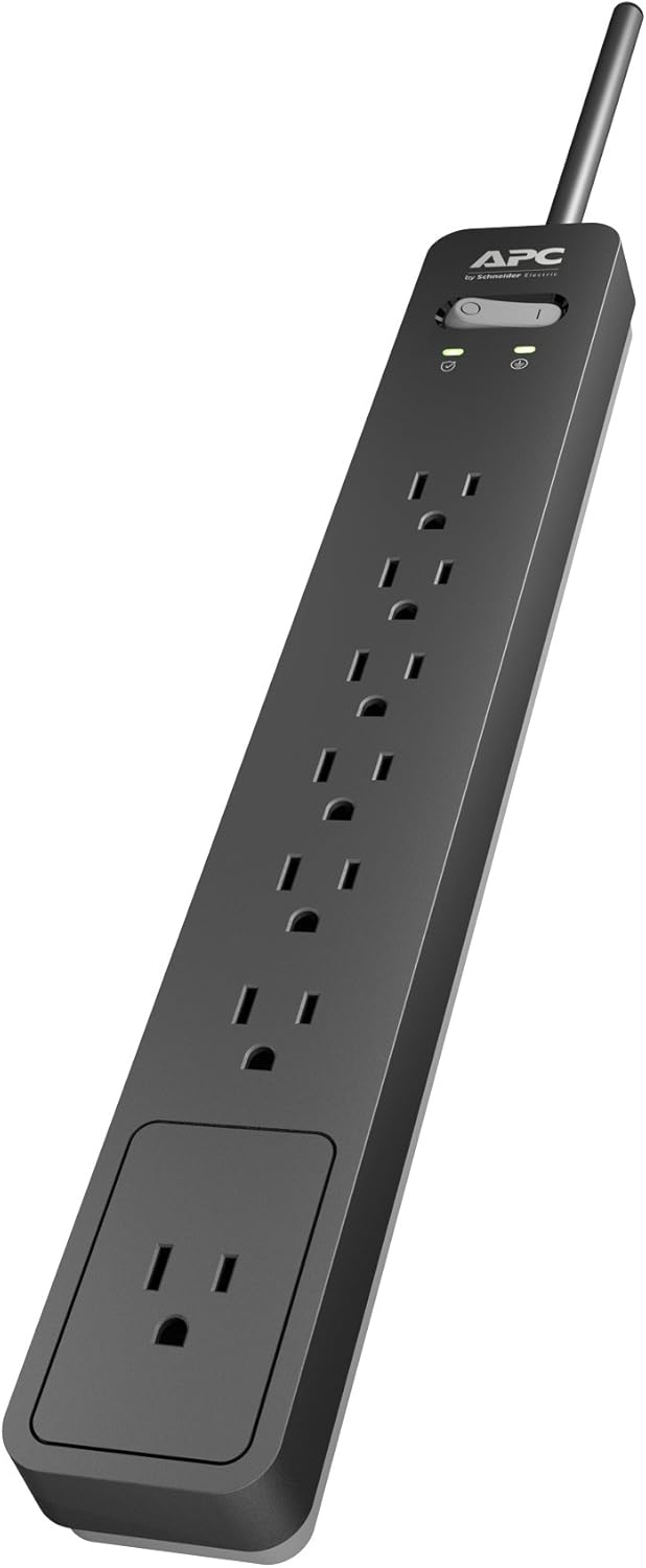 APC Surge Protector Power Strip, PE76, 1440 Joule, Flat Plug, 7 Outlet Strip: Electronics