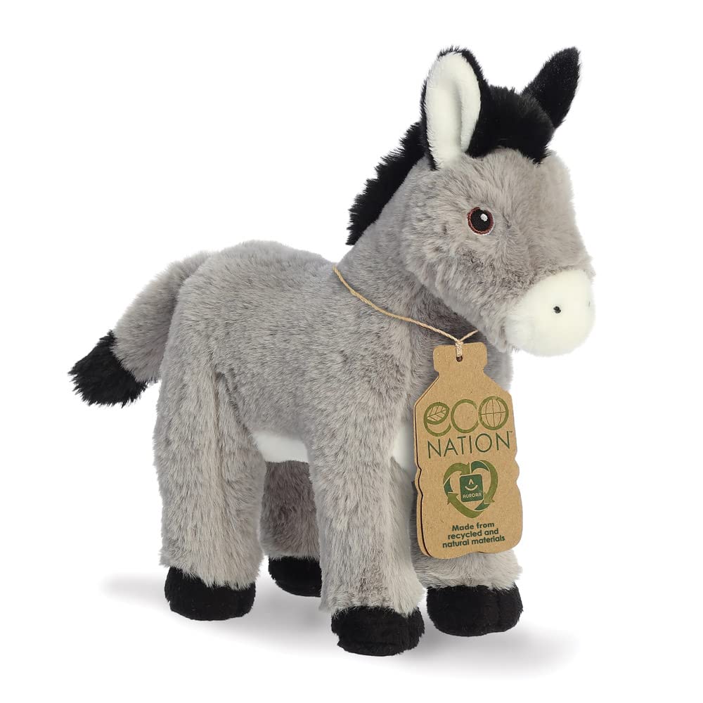 Aurora, 35053, Eco Nation Donkey, 11In, Soft Toy, Grey, 24 cm (Höhe), 23 cm (Breite), 9 cm (Länge)