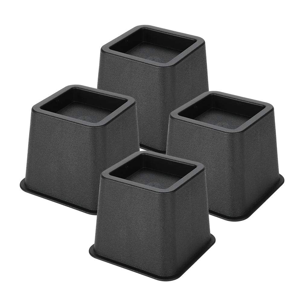 4Pcs 3" Bed Furniture Riser - Desk Lifter Table Lifting Block Table Wide Feet Lift Protection Stands Sofa Adjustable Supporter Bedding Accessory Home Use for Wood Carpet Surfaces Floor,Black