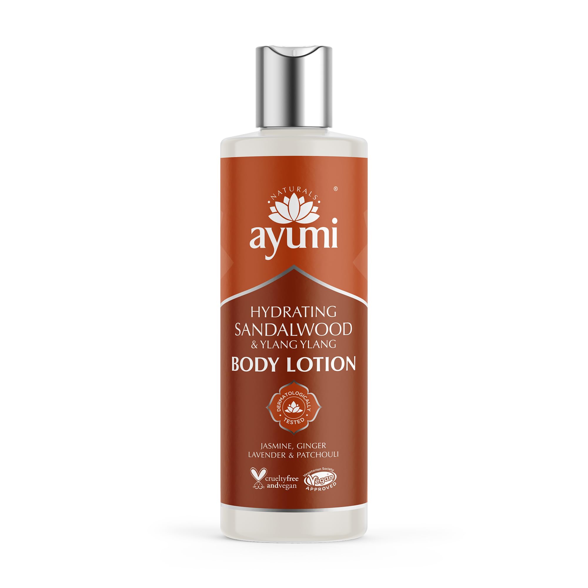 Ayumi Sandalwood & Ylang Ylang Body Lotion | Hydrating Body Lotion for Dry Skin | Aromatherapy Body Moisturiser with Lavender | Hand Cream to Soften the Skin | Moisturiser for Men & Women | 1 x 250ml