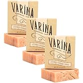 Varina Organic Citrus Cedar Sage Bar Soap - Gentle Cleansing for Sensitive Skin, Earthy Scents - 3 Pack - Experience Healthy and Glowing Skin
