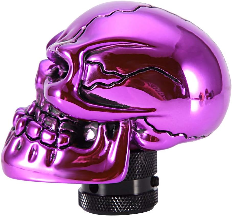 Dweekiy Gear Shift Knob, Skeleton Skull Head Car Modified Gear Shift Knob Stick Lever Shifter Universal(Purple) - Image 4