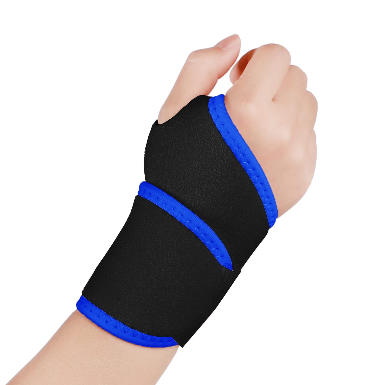 yeloumiss Wrist Support Brace 2 Pack Adjustable Wrist Strap Carpal Tunnel Wrist Support for Sports Protecting Arthritis Tendinitis Pain Relief, One Size Fits Left or Right Hand (Blue)