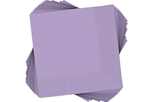 Party Ready Disposable 2-Ply Beverage Napkin Tableware, Lavender, Paper , 5" x 5", Pack of 40