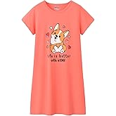 CYCHELRY Teen Girls Nightgowns-Loose Short Sleeve Sleepwear Cute Bear Nightdress Tween Pajamas Size 8-16