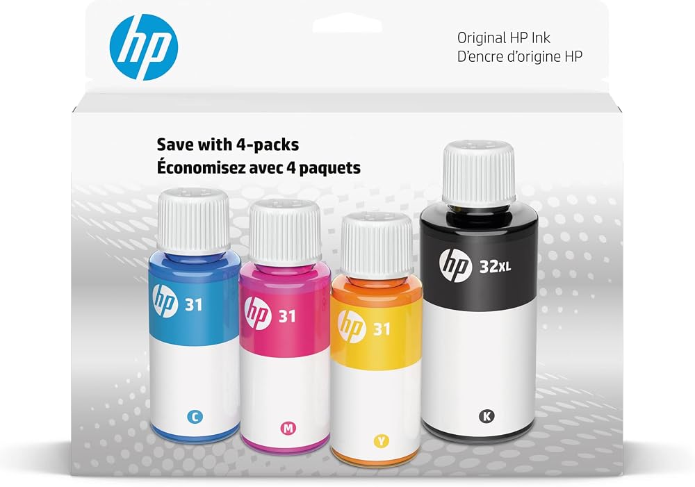 HP 31 Cyan Magenta Yellow 32XL Black Ink Cartridge Combo Pack