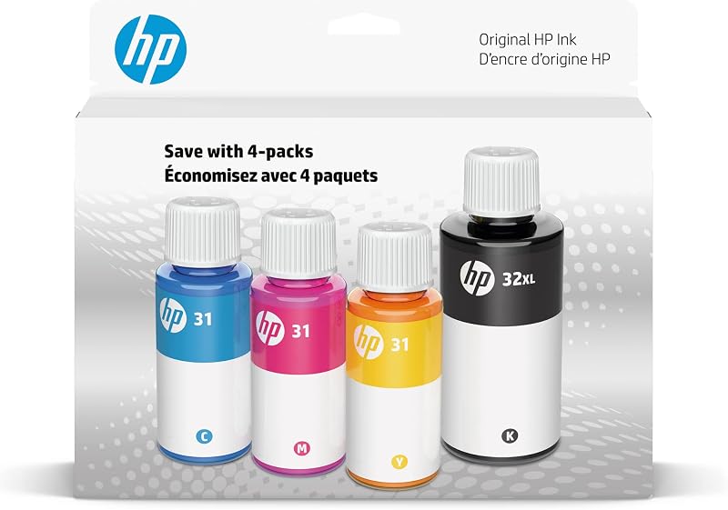 HP 31 Cyan Magenta Yellow 32XL Black Ink Cartridge Combo Pack