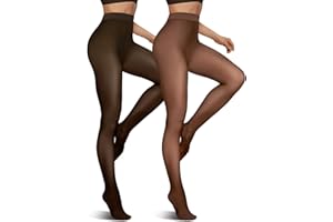 Vertvie 2 Pairs Fleece Lined Tights for Women Thermal Pantyhose Fake Translucent Winter Warm Tights Thick Leggings