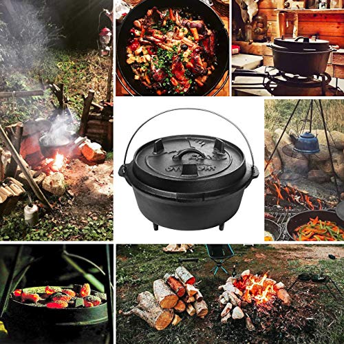 Overmont Camp Double Dutch Oven 8QT(Pot+ Lid) Allround Cast Iron