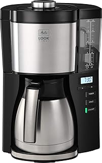 Melitta 1025-18 Look V Timer Filter-Kaffeemaschine mit Thermo-Kanne und Timerfunktion, 1080, abnehmbaren Wassertank und Entkalkungsprogramm, 1.25 liters, schwarz