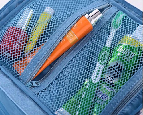 Muranba Travel Cosmetic Makeup Toiletry Case Bag Wash Organizer Storage Pouch Handbag (Blue) - Thumbnail 4