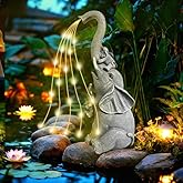 Outdoor Garden Solar Lights Statues - Watering Elephant, Garden Decor Elephant Statue with LED Light, Lawn Decor for Patio, Balcony, Garden, Yard, Lawn, Chrismtas Birthday Gift for Mom Grandma