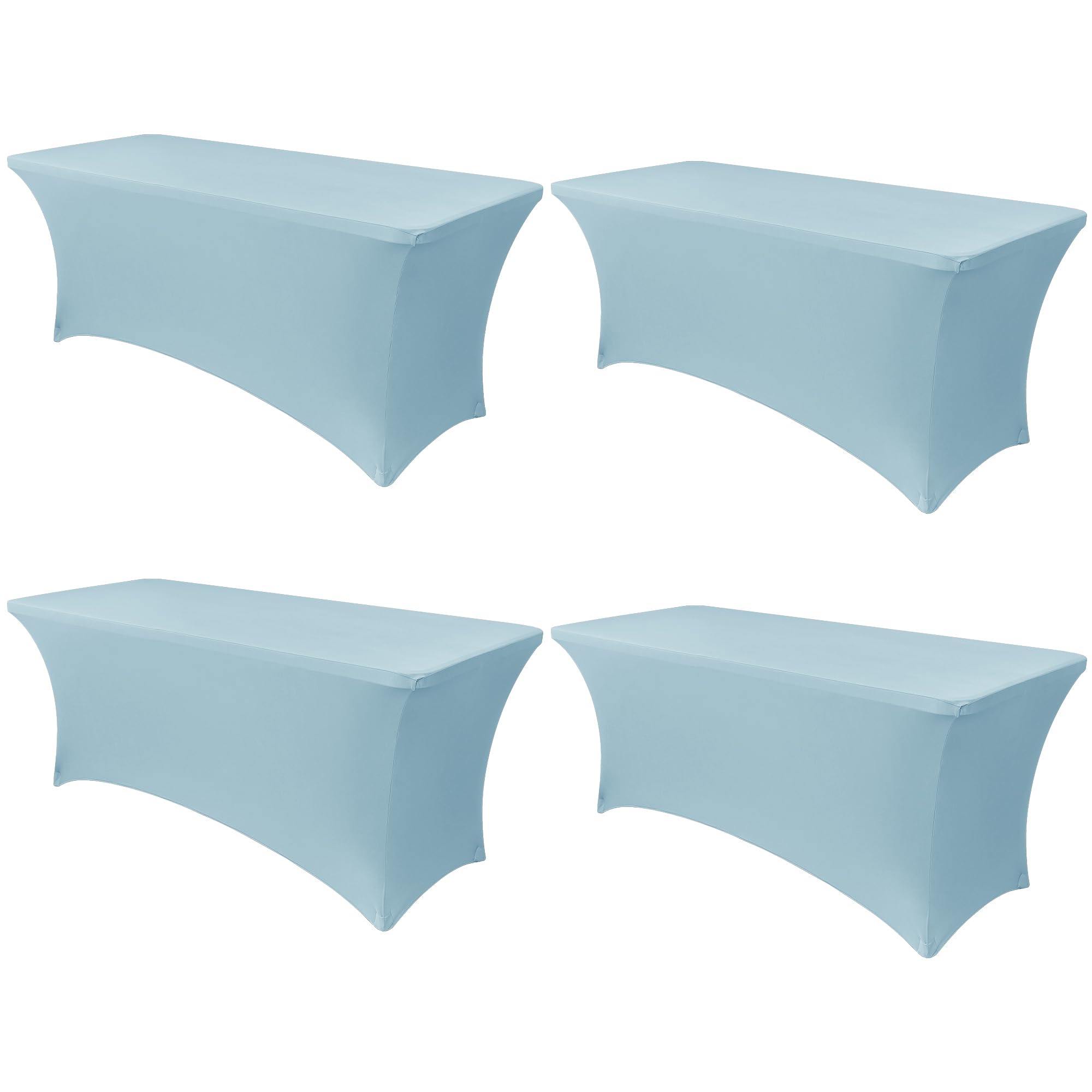 Obstal 6ft Stretch Spandex Table Cover - 4 Pack Universal Rectangular Fitted Tablecloth Protector for Wedding, Banquet and Party (Dusty Blue, 72L x 30W x 30H Inches) Image