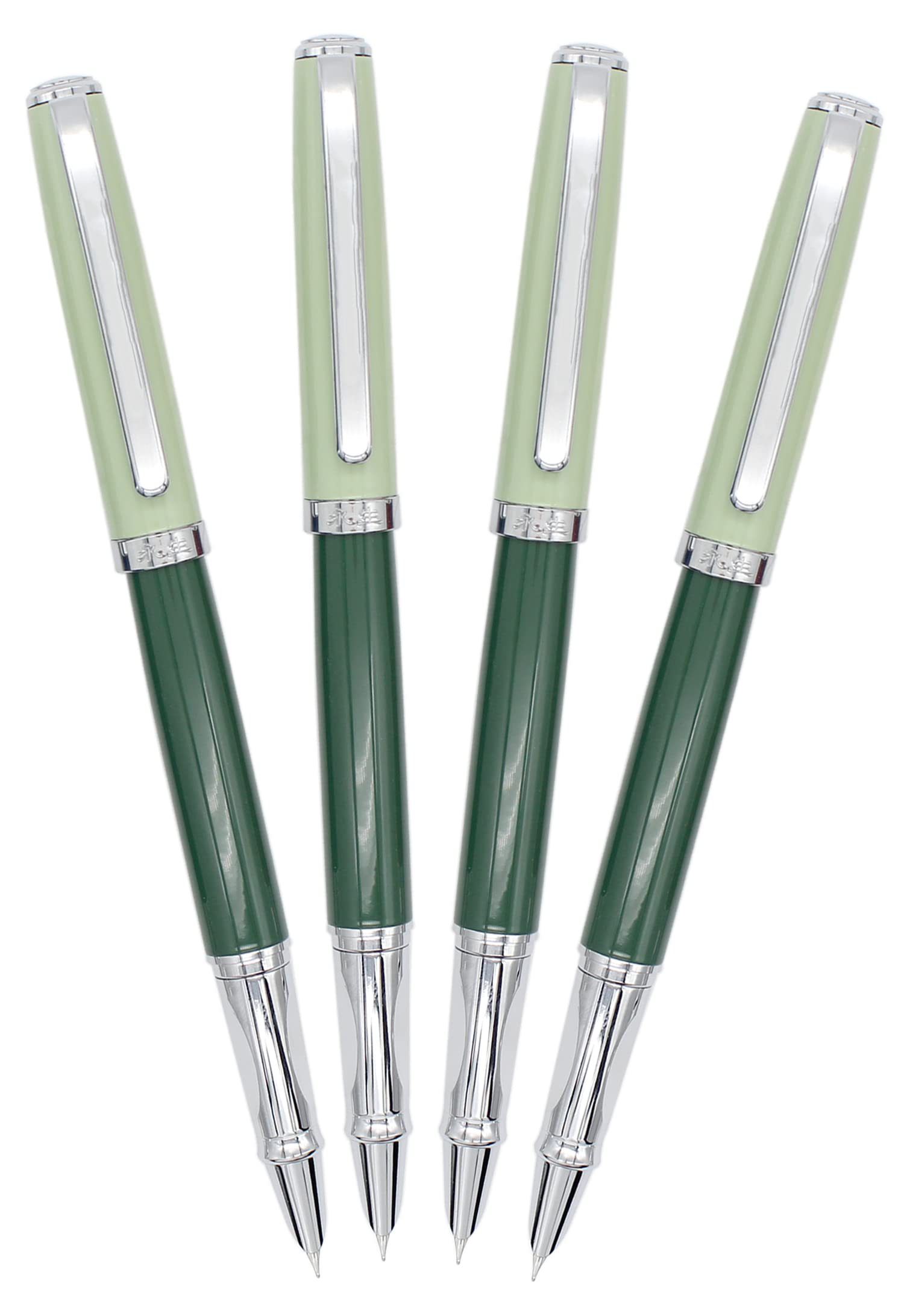 Gullor 4 Pieces Morandi Colorful Metal Fountain Pen, Ink Converter Pen, Fine Nib, Green