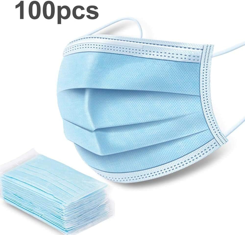 3-Layer Anti Dust Breathable Disposable Earloop Mouth Dust Cover, 100 Pcs Disposable Mouth Cover, Comfortable Medical Sanitary Surgical Respirator