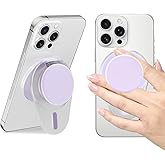 Grippopso for Magsafe Phone Grip, Magnetic Phone Grip Holder with Adjustable Stand, Magneticc Collapsible Phone Grip Stand Holder, for iPhone 17 16 15 14 13 12 Series,Clear Purple